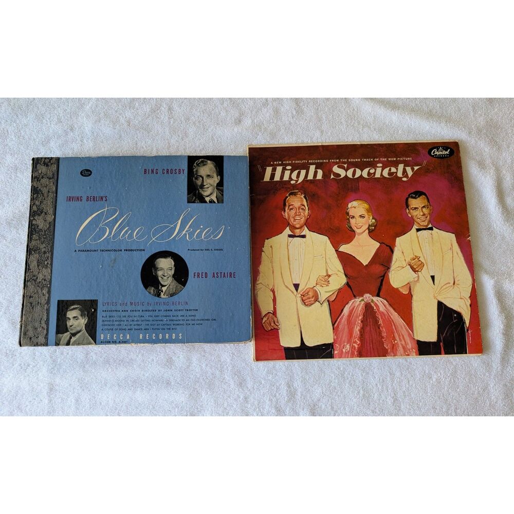 Bing Crosby Record Album Lot Blue Skies 78 RPM+High Society LP Sinatra